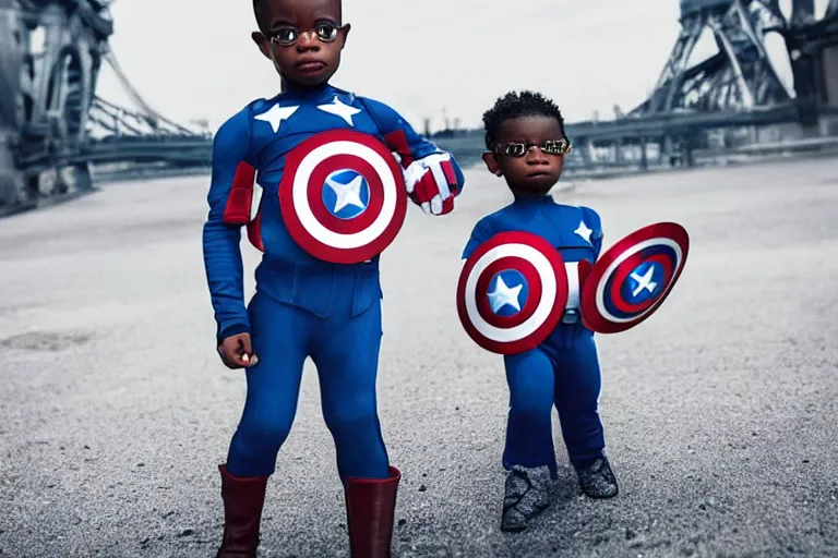 Prompt: photo of vinicius jr wearing captain america's outfit, photography, filmic, cinematic, glamor shot