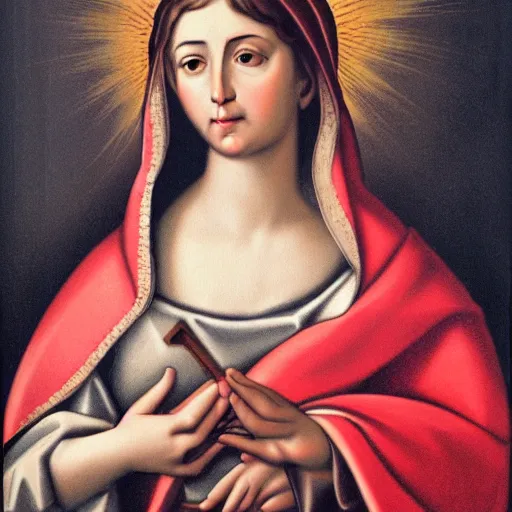 Prompt: holy catholic female saint baroque portrait