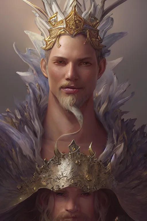 Image similar to fairy king, highly detailed, d & d, fantasy, highly detailed, digital painting, trending on artstation, concept art, sharp focus, illustration, global illumination, ray tracing, realistic shaded, art by artgerm and greg rutkowski and fuji choko and viktoria gavrilenko and hoang lap,