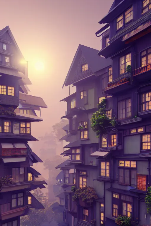 Image similar to stacked houses, solarpunk, francois schuiten, studio ghibli, octane render, 4 k