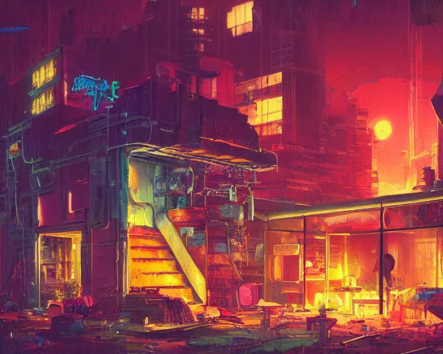 Prompt: IKEA catalogue photo of a cyberpunk shed, by Paul Lehr