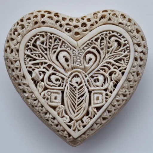 Prompt: intricate heart delicately carved into block of ivory, c anon 5 d 5 0 mm lens