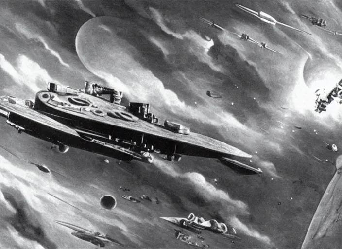 Image similar to one of the first spacecraft designed for an offensive role, the panther was widely acknowledged as most capable ship of its day, cinematic matte painting