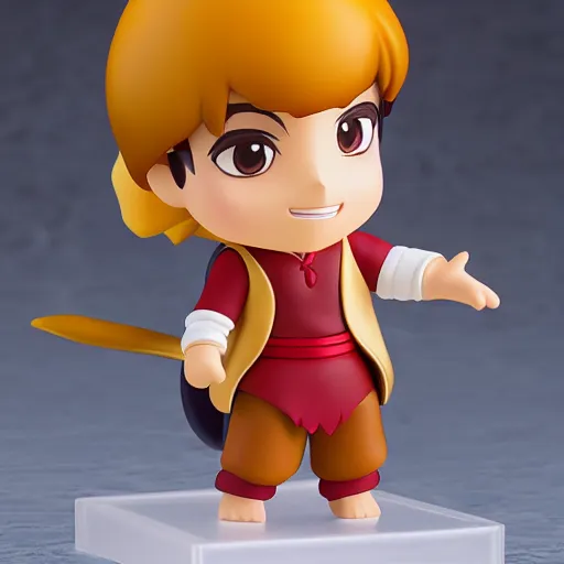 Image similar to side view, pixar aladdin as nendoroid, 8 k hd dof, kodak film,