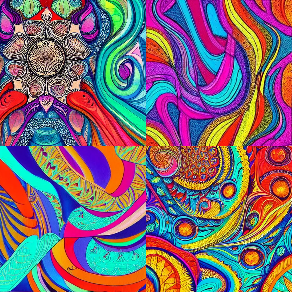 Prompt: beautiful patterns, intricate art, colorful dream, abstract art