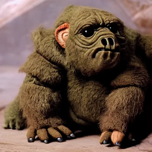 Image similar to an adorable fuzzy baby rancor from star wars