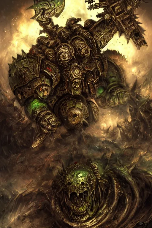 Image similar to chaos space marine, fantasy, warhammer, highly detailed, digital art, sharp focus, trending on art station, nurgle