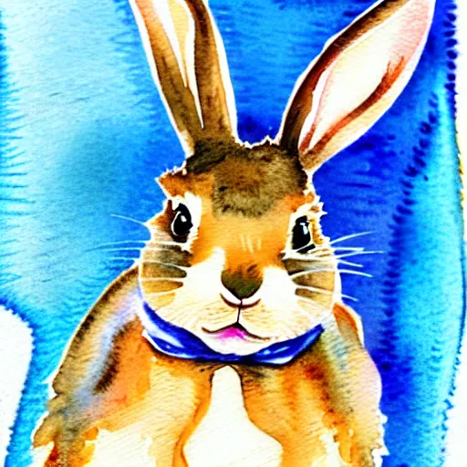 Image similar to water colour illustration of a rabbit wearing a ww1 uniform