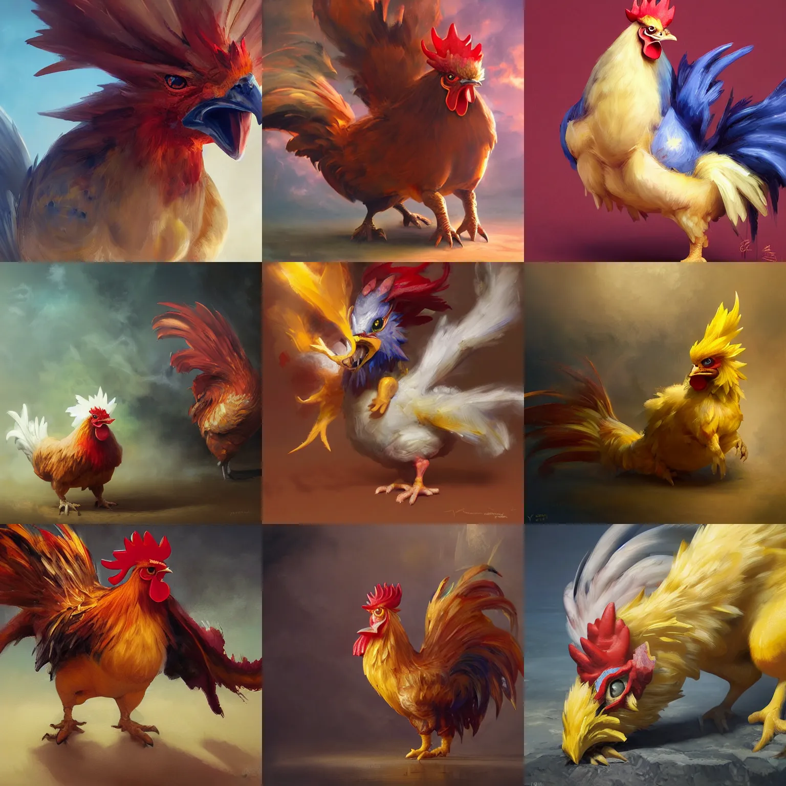 Prompt: expressive oil painting of rooster pikachu chimera, smooth, by yoshitaka amano, by greg rutkowski, by jeremyg lipkinng, by artgerm, digital art, octane render