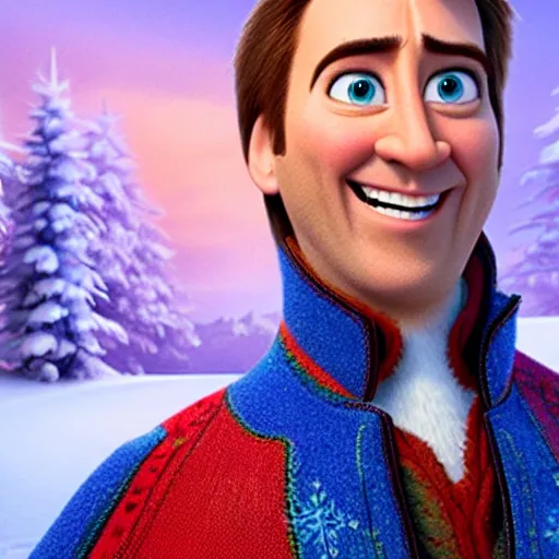 Prompt: nic cage in frozen,