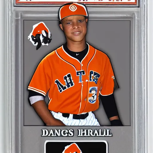 Prompt: orange head baseball player card