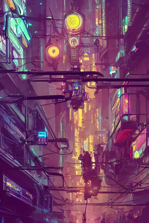 Image similar to futuristic cyberpunk, streets of calcutta , tram, sci-fi, fantasy, intricate, very very beautiful, elegant, neon light, highly detailed, digital painting, artstation, concept art, smooth, sharp focus, illustration, art by alphonse mucha and tian zi and WLOP