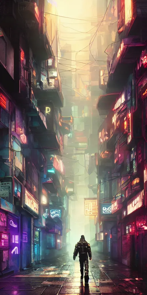 Prompt: cyberpunk alley from blade runner 2 0 4 9 drawn by jack kirby, 8 k, raytracing, unreal engine 5,