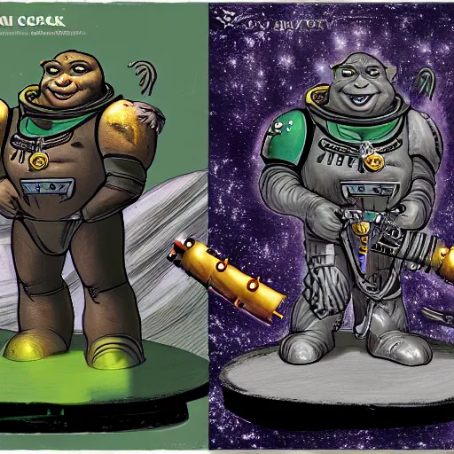 Image similar to Shrek as Space Marine Captain, concept art