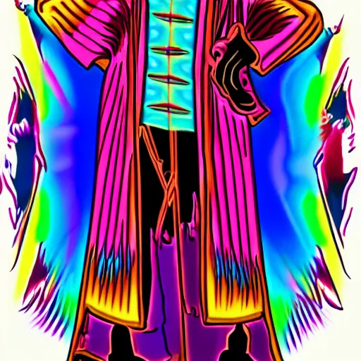 Prompt: the grim reaper wearing joseph's fantastic technicolor dreamcoat