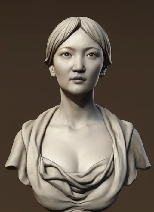 Prompt: 3D resin miniature sculpture by Jean-Baptiste Carpeaux and Luo Li Rong, european lady, prefect symmetrical face, academic art, realistic, 8K, Introduction factory photo, Product Introduction Photo, Hyperrealism. Subsurface scattering, raytracing, Octane Render, Zbrush, simple background