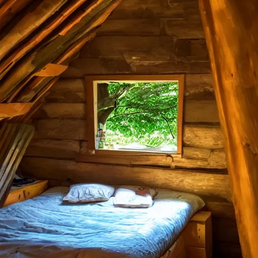 Prompt: cozy cottage inside a giant tree