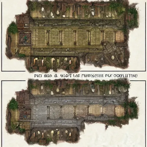 Prompt: full - color floor plan of a fantasy tavern, by greg rutkowski and james gurney, trending on artstation