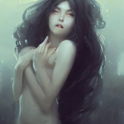 Prompt: A beautiful ethereal woman by WLOP, greg rutkowski and ross tran - H 768