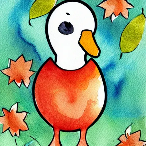 Image similar to cute goose, stylized, full body, watercolour, diecut, sticker