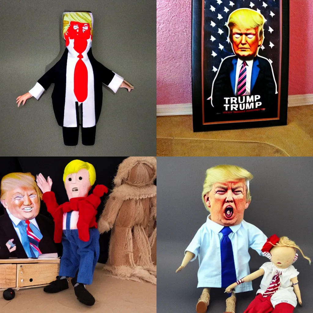 Prompt: Trump as Saw doll