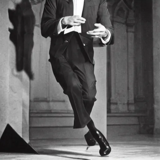 Image similar to a handsome man auditing for the ministry of silly walks.