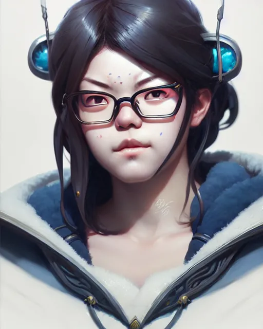 Prompt: mei from overwatch, character portrait, portrait, close up, concept art, intricate details, highly detailed by greg rutkowski, michael whelan and gustave dore