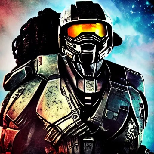 Image similar to cover to the album Die Lit with Master Chief instead