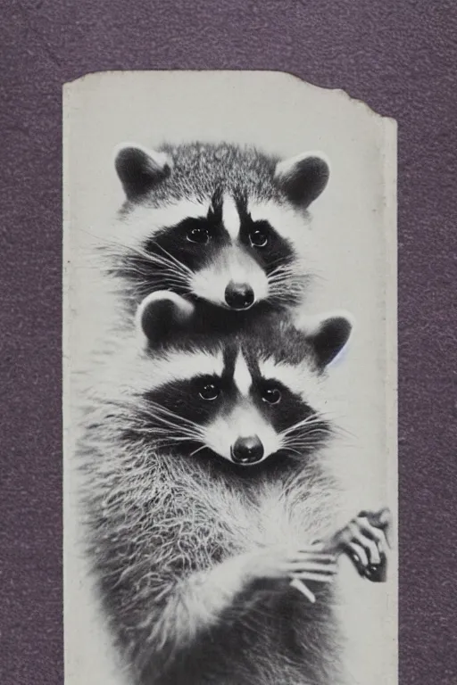 Image similar to purple stelar raccoon inspired vintage photograph