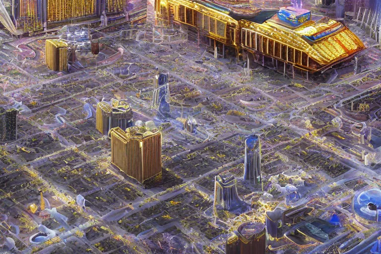 Image similar to Las Vegas strip, expensive streets with gold luxury details, advanced civilization, at Salar De Uyuni, unique formations on the surface of salt crystallization, sandwiched between sedimentary deposits, bubbling geysers, flashy, digital painting, concept art, sharp focus, from Star Trek 2021, illustration, by WLOP and Ruan Jia and Mandy Jurgens and William-Adolphe Bouguereau, Artgerm