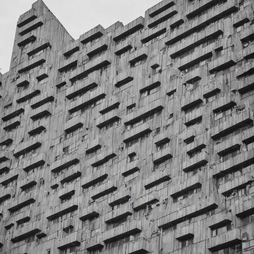 Prompt: a mid-century brutalist building on Instagram