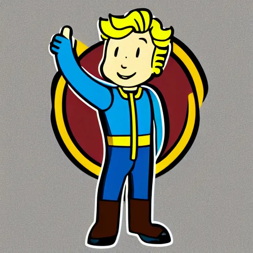 Image similar to vault boy from fallout showing thumb up, futurist illustration art by butcher billy, sticker, colorful, illustration, highly detailed, simple, smooth and clean vector curves, no jagged lines, vector art, smooth andy warhol style