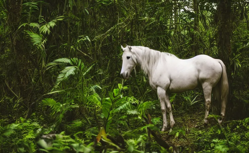 Image similar to a horse, in the jungle, photography