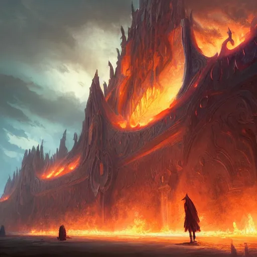 Prompt: A matte painting of Chandra Nalaar, Magic the Gathering art, art by greg rutkowski