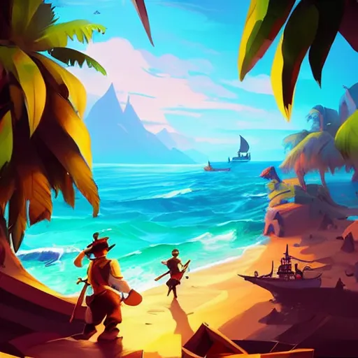 Image similar to painting treasure on sea of thieves game smooth median photoshop filter cutout vector, behance hd by jesper ejsing, by rhads, makoto shinkai and lois van baarle, ilya kuvshinov, rossdraws global illumination