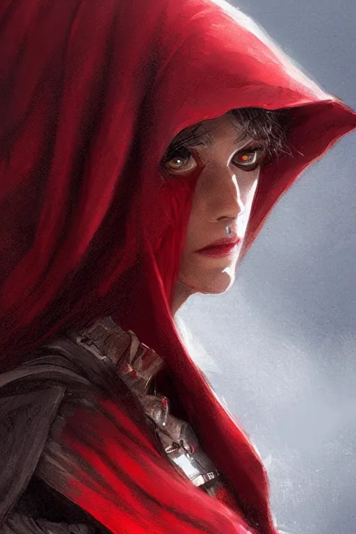 Prompt: thief red riding hood, d & d, fantasy, portrait, highly detailed, headshot, digital painting, trending on artstation, concept art, sharp focus, illustration, art by artgerm and greg rutkowski and magali villeneuve