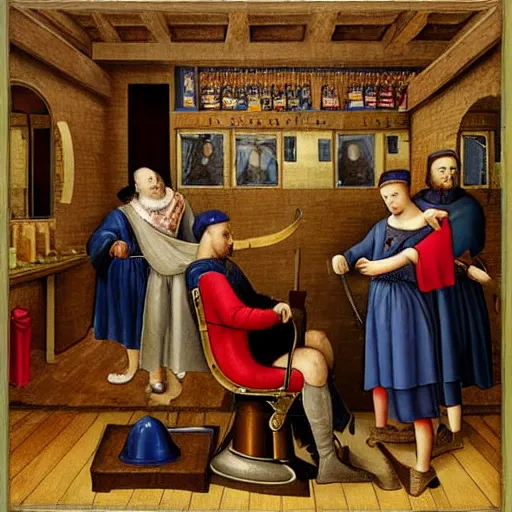 Prompt: barber shop in a renaissance style