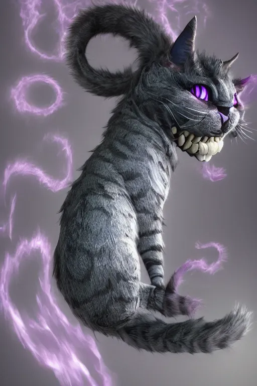 Image similar to cheshire cat vanishing vfx, burning vfx, vanishing vfx, made with blender, highly detailed, artstation, volumetric lighting, concept