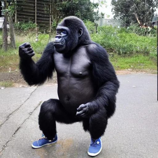 Image similar to tyrone the gorilla in the hood