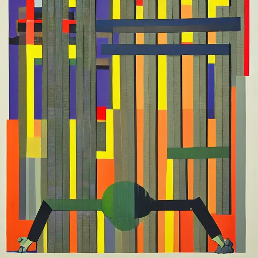 Prompt: combat mecha by anni albers, david salle