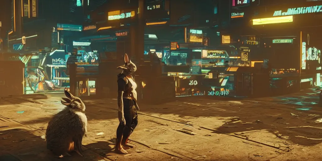 Image similar to a rabbit in the game Cyberpunk 2077