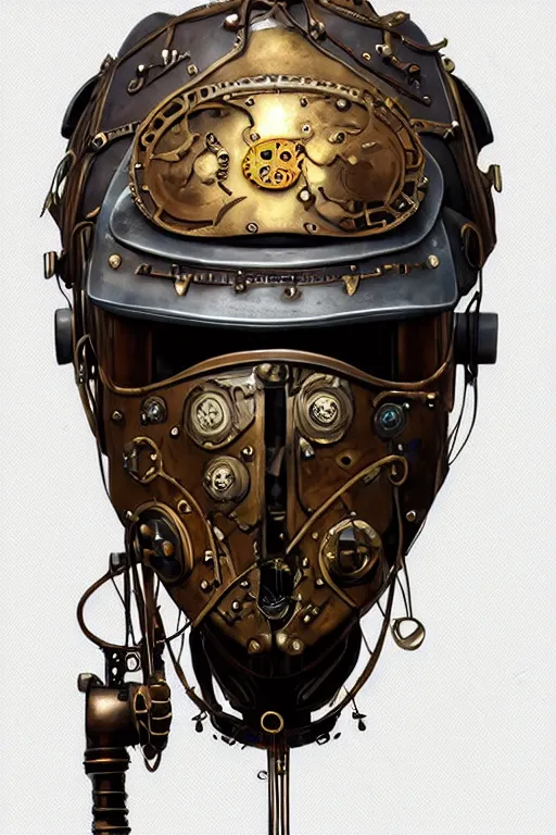 Image similar to steampunk helmet fantasy art mask robot ninja stylized digital illustration sharp focus, elegant intricate digital painting artstation concept art global illumination ray tracing advanced technology chaykin howard and campionpascale and cooke darwyn and davis jack