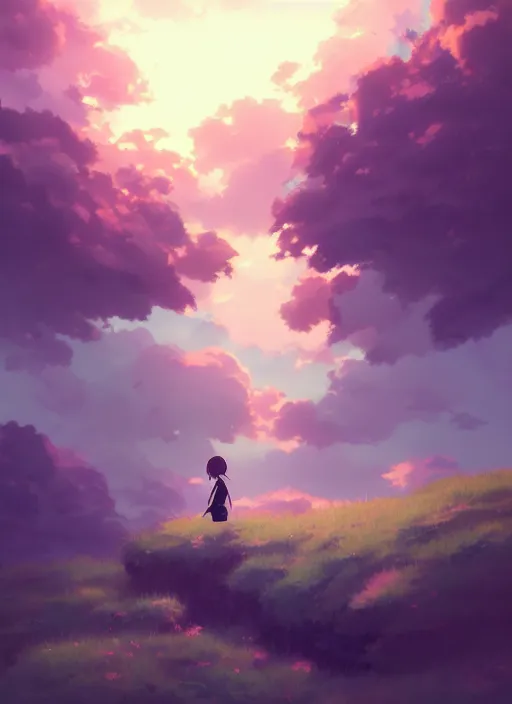 Image similar to portrait of cartoon girl, cloudy sky background lush landscape illustration concept art anime key visual trending pixiv fanbox by wlop and greg rutkowski and makoto shinkai and studio ghibli