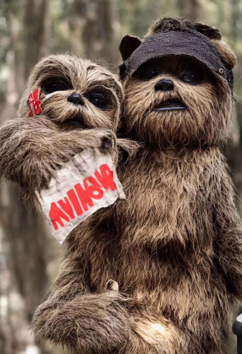 Prompt: an ewok is president of the united states