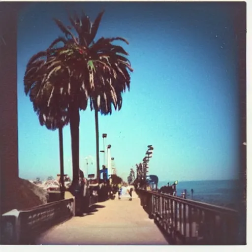 Prompt: an old polaroid photo of Santa Monica