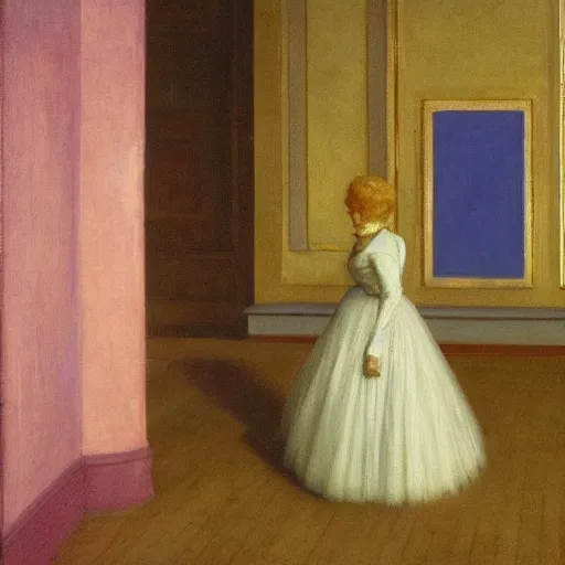 Image similar to close up of a ivory golden girl in a very ornate haunted liminal abandoned room, film still by edward hopper, by Pontormo, by klimt, pre-raphaelite. art noveau, art noveau, highly detailed, strong lights, liminal, eerie, Bright pastel colors