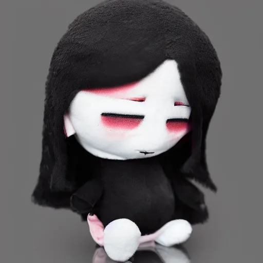 Prompt: cute fumo plush of a shadow girl made from vantablack, vray