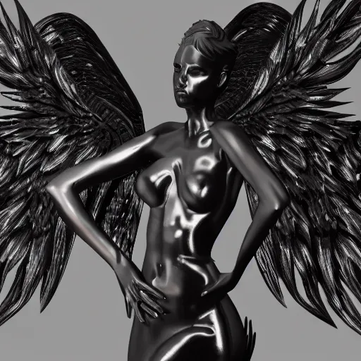 Prompt: gothic angel neon city epic pose ultra detail 3 d render concept, 8 k, stunning award winning art