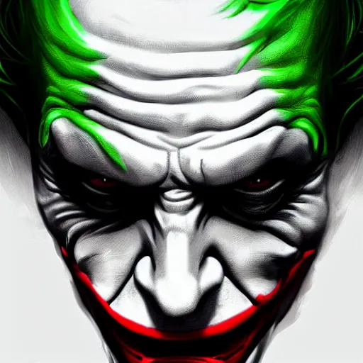 Image similar to the joker wearing the dark knight mask, snarling tweety, digital painting, amazing detail, art station, cgsociety