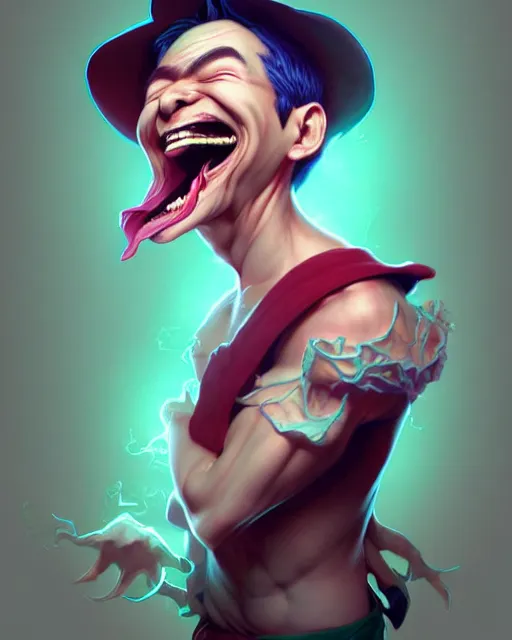 Image similar to digital art, fantasy portrait of a laughing boy , by James Jean and by artgerm, by ross tran , ultradetailed, charachter design, concept art, trending on artstation,